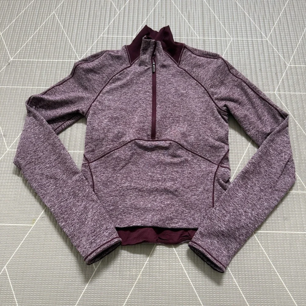 Lululemon Always Alert 1/2 Zip Sz 4 Heathered Garnet LW3CJXS‎
